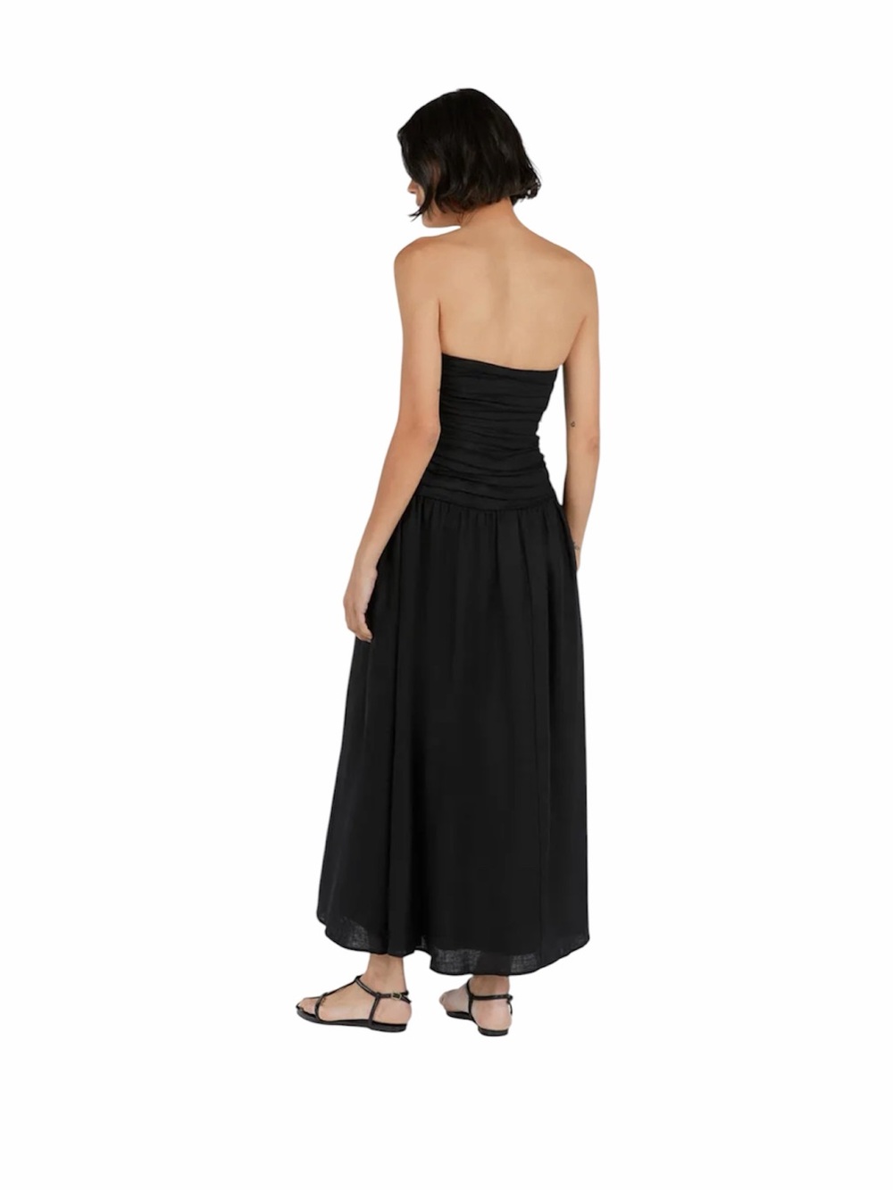 $226 DISSH Black Catania Linen Strapless Midi Dress, Size US 4 - Picture 4 of 8